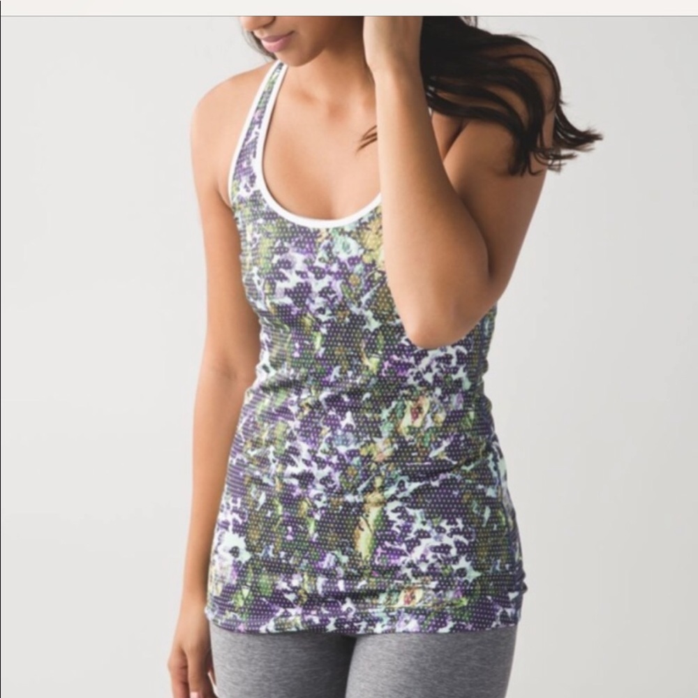 Lululemon floral multicolor go-to tank, size 2